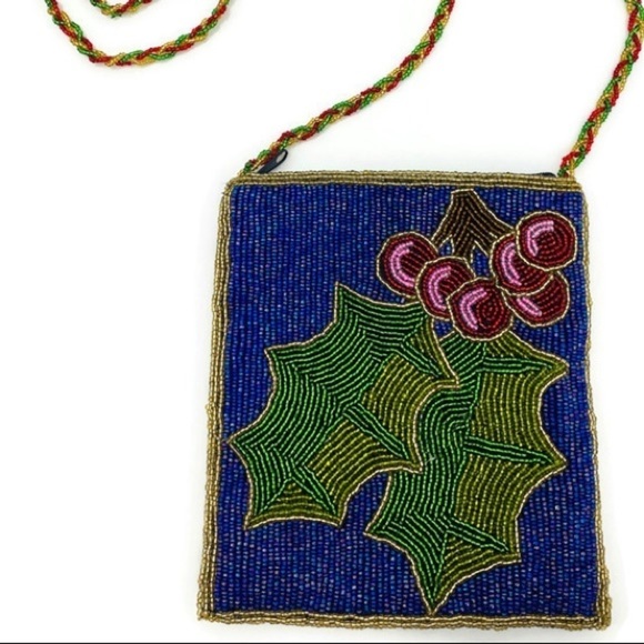 CMarie Holiday Holly Berry Beaded crossbody Bag - Picture 12 of 14